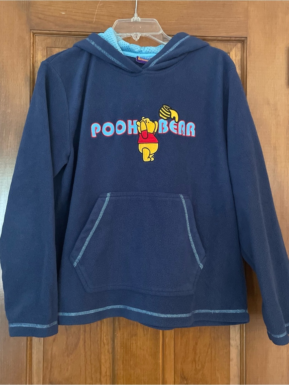 Disney Vintage Pooh Bear Blue Hoodie, Light Blue Trim Size XL (runs a bit small)